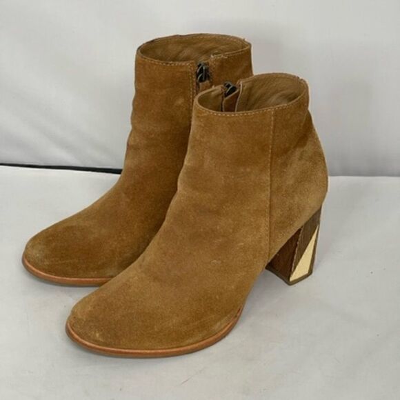 Matisse Women's Metric Faun Brown Suede Booties Color Block High Heel Zip Sz 7 M - Picture 2 of 8